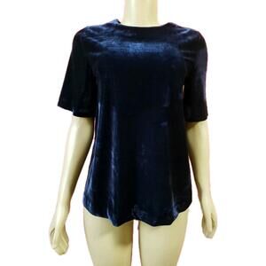 8 My Contemporary Essentials Wardrobe Italian Navy Velvet Blouse S NWT #1